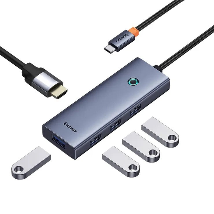 Baseus Hub Usb UltraJoy 5in1 5-Portas (1xHdmi 4K@30Hz + 4xUsb 3.0) Cinza