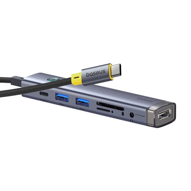 Baseus Ultrajoy Series 7-Port Hub Air Space Cinza (Type-C To Hdmi4K@60Hz*1+Usb3.0*2+Pd*1+Sd/Tf3.0*1+3