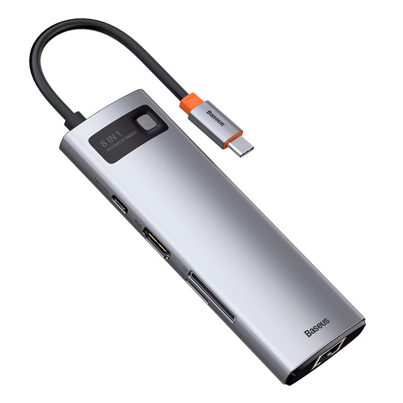 Baseus Hub 8em1 Metal Gleam Series USB-C p/3xusb