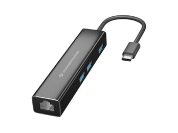 Conceptronic Donn 3-Portas USB Hub c/ Gigabit Network Adaptador