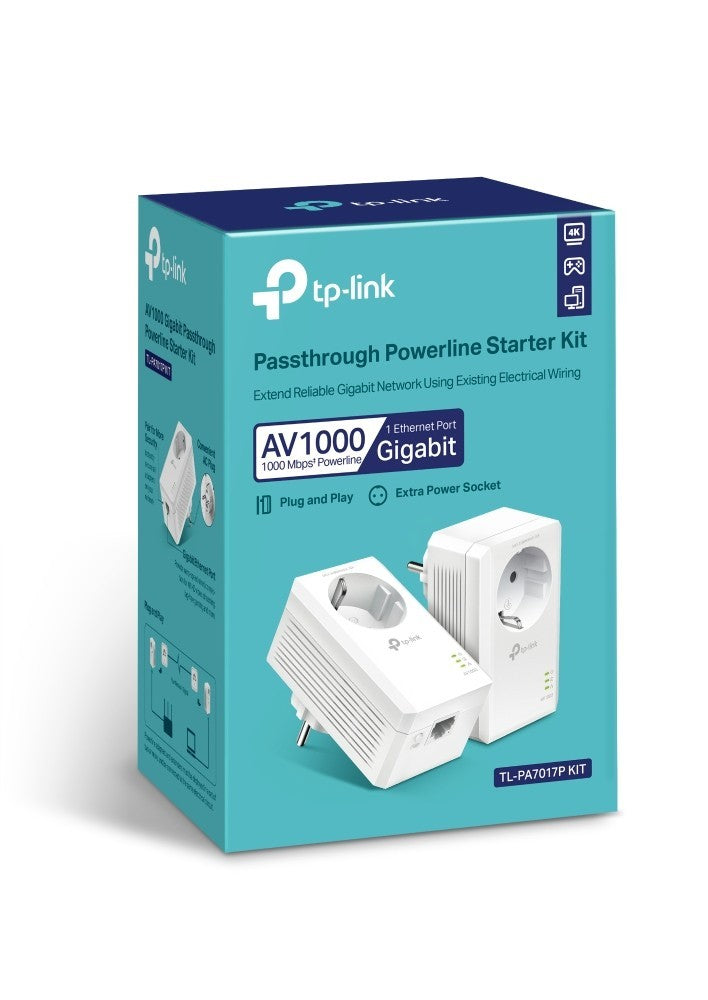 Tp-Link Kit AV1000 Passthrough Powerline 1 Porta Gigabit 1000Mbps HomePlug AV2