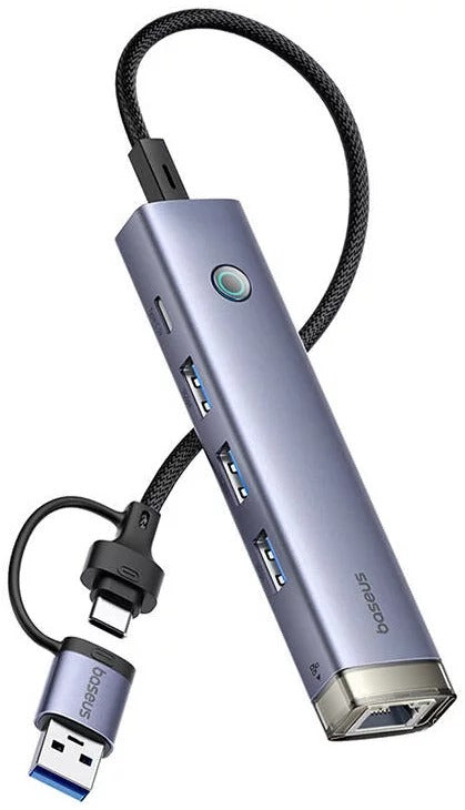 Hub Usb Baseus Ultrajoy Series 4-Port Hub Air Space Grey Usb-A&Type-C To Usb 3.0*3+Rj45*1+Type-C5V
