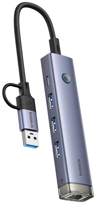Hub Usb Baseus Ultrajoy Series 4-Port Hub Air Space Grey Usb-A&Type-C To Usb 3.0*3+Rj45*1+Type-C5V