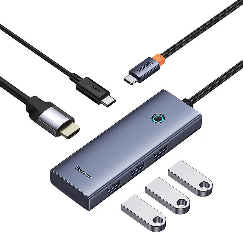 Baseus Hub USB UltraJoy Series 5-Port Space Grey (3xUSB+RJ45+PD)