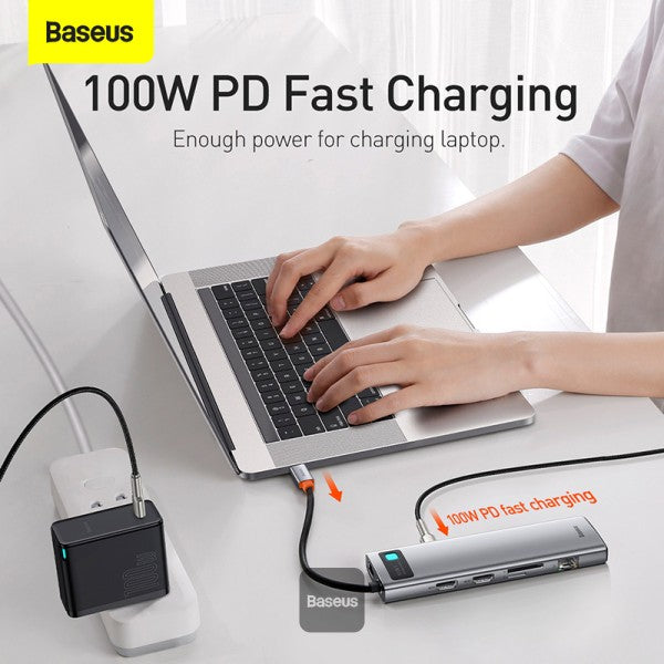 Hub Usb Baseus Metal Gleam Series 11-In-1 Multifunctional Type-C Hub Docking Station Space Gray Type