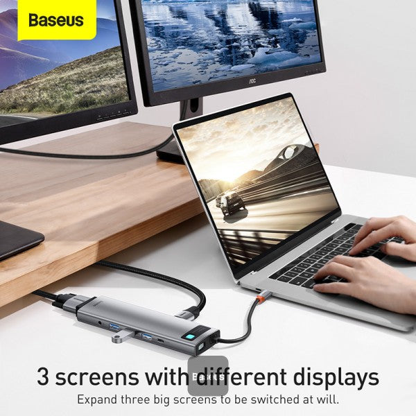 Hub Usb Baseus Metal Gleam Series 11-In-1 Multifunctional Type-C Hub Docking Station Space Gray Type
