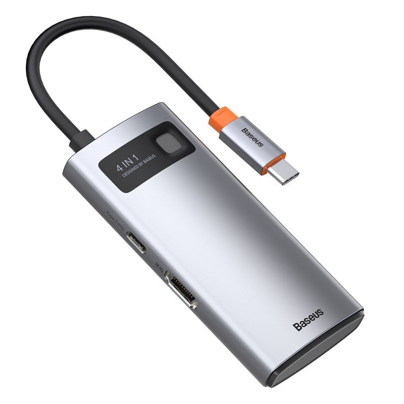 Hub USB Baseus Metal Gleam 4-in-1 Multifuncional Type-C Docking Station Gray