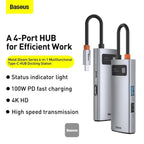Hub USB Baseus Metal Gleam 4-in-1 Multifuncional Type-C Docking Station Gray