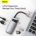 Hub USB Baseus Metal Gleam 4-in-1 Multifuncional Type-C Docking Station Gray