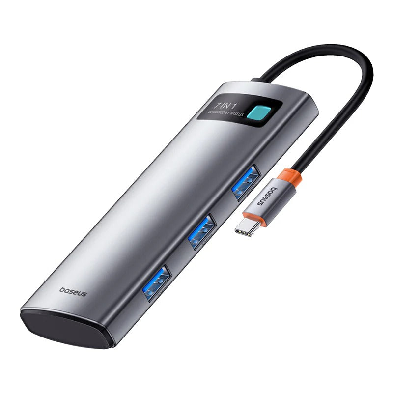 Hub Usb Baseus Metal Gleam Series 7-Port Hub Space Grey Type-C To Hdmi4K@60Hz*1+Usb3.0*3+Pd*1+SD/TF