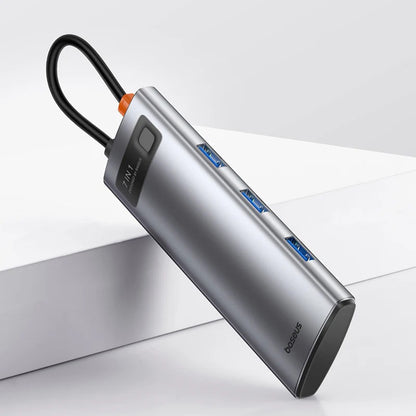 Hub Usb Baseus Metal Gleam Series 7-Port Hub Space Grey Type-C To Hdmi4K@60Hz*1+Usb3.0*3+Pd*1+SD/TF