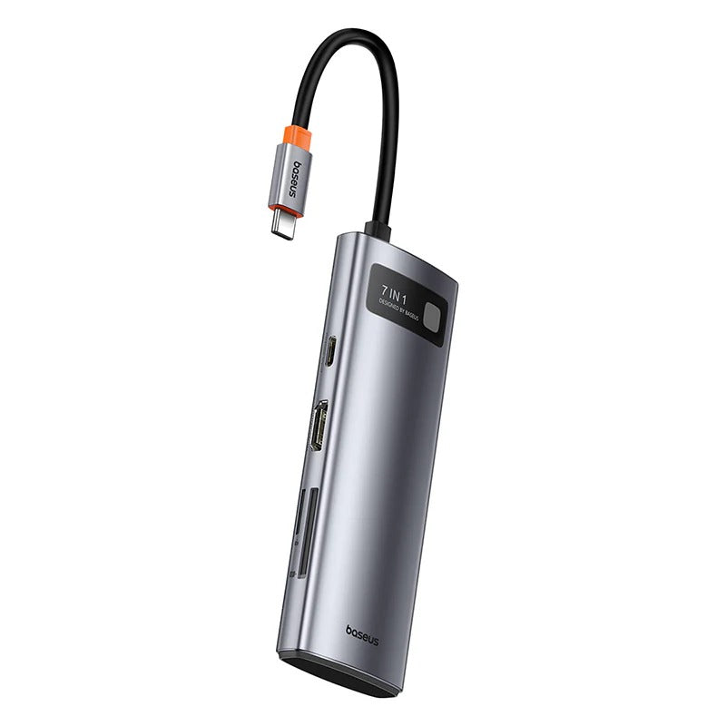 Hub Usb Baseus Metal Gleam Series 7-Port Hub Space Grey Type-C To Hdmi4K@60Hz*1+Usb3.0*3+Pd*1+SD/TF