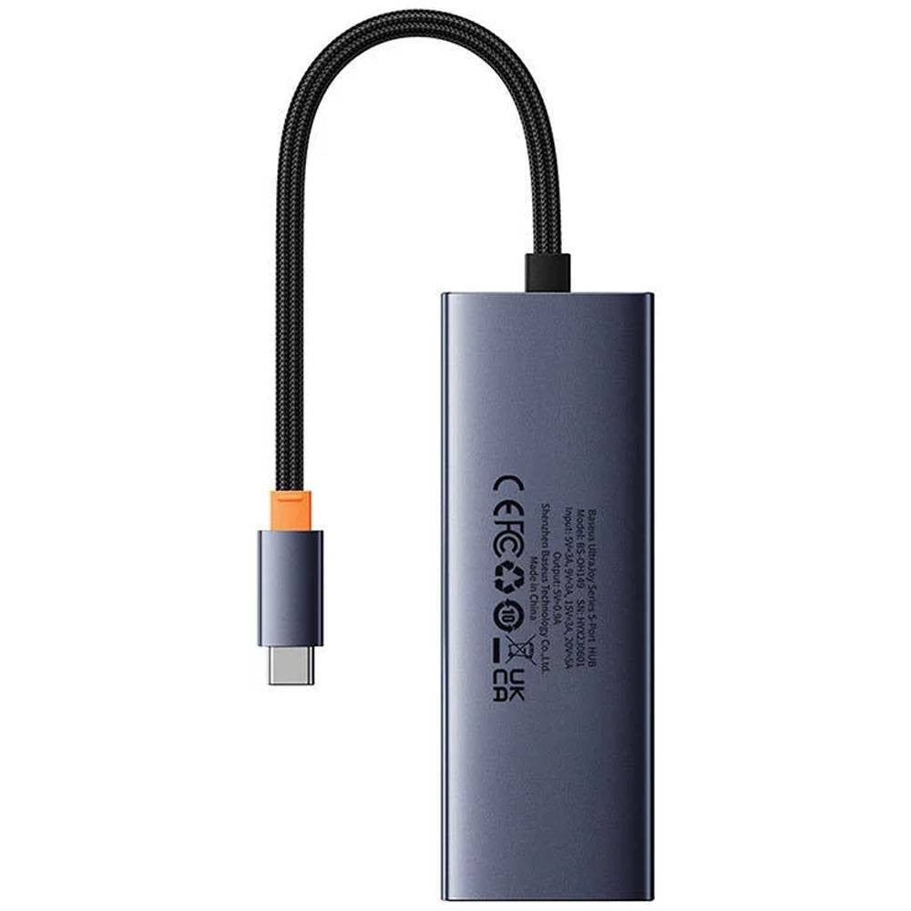 Baseus Hub USB-C UltraJoy Series 5-em-1 4x USB-A + PD 100W + 4K30Hz Space Grey