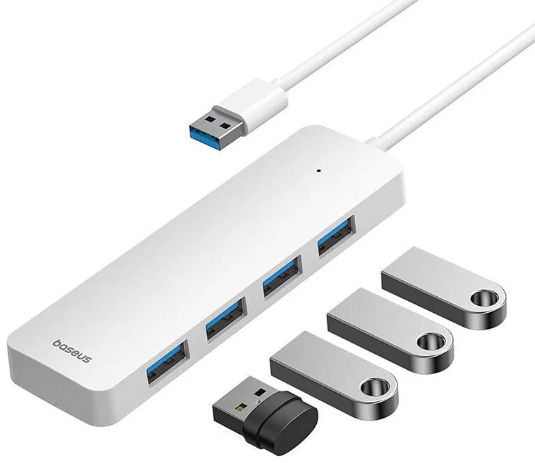 Hub USB Baseus Hub UltraJoy Series Lite 4 portas 1,5m (USB para USB3.0*4) Branco