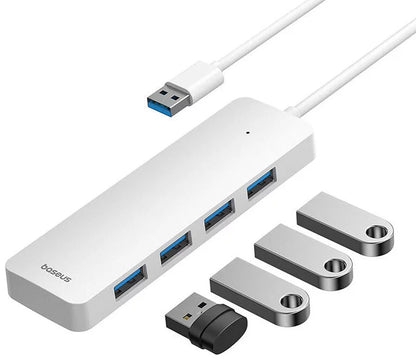 Hub USB Baseus Hub UltraJoy Series Lite 4 portas 1,5m (USB para USB3.0*4) Branco