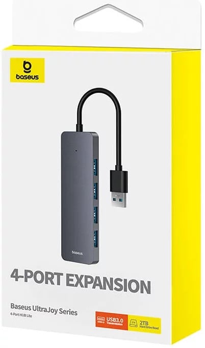 Hub USB Baseus 4 em 1 Hub UltraJoy Lite USB-A para USB 3.0 15cm (Cinza)