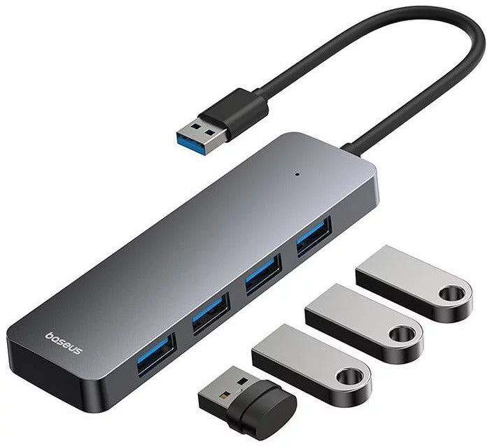 Hub USB Baseus 4 em 1 Hub UltraJoy Lite USB-A para USB 3.0 15cm (Cinza)