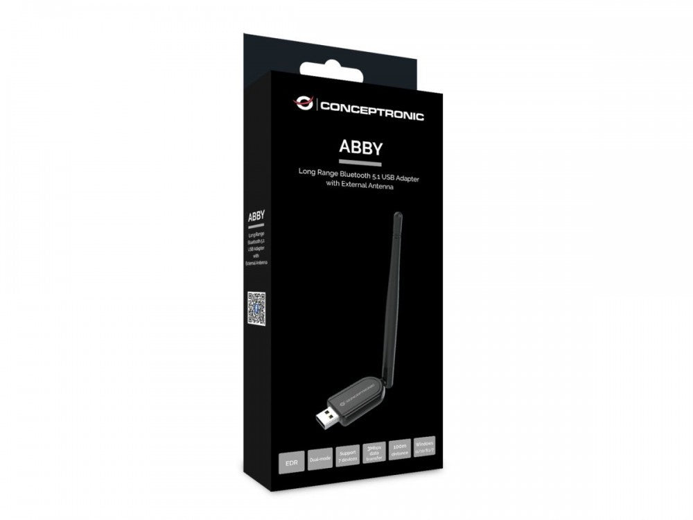 Conceptronic Abby Adaptador Longo alcance Bluetooth 5.1 USB c/ Antena Externa