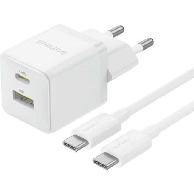 Carregador Palm Fast Charger C+U 30W Eu Moon White (With BASEUS Mini White Cable Usb-C To