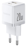 Baseus Carregador Palm Fast Charger C+U 20W Eu Moon White