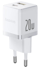 Baseus Carregador Palm Fast Charger C+U 20W Eu Moon White