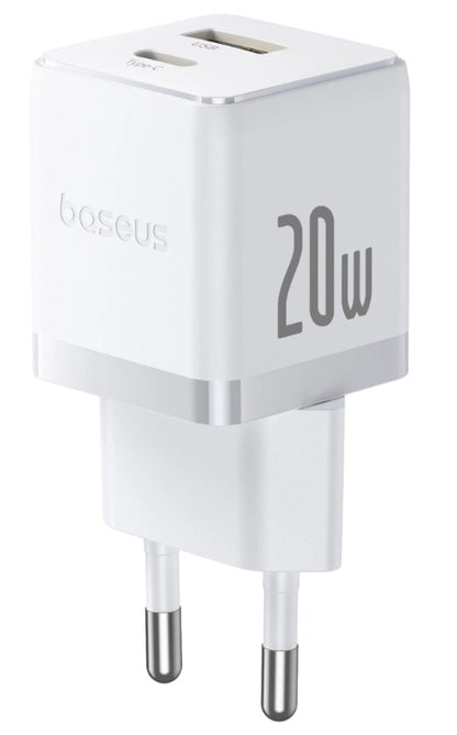 Baseus Carregador Palm Fast Charger C+U 20W Eu Moon White