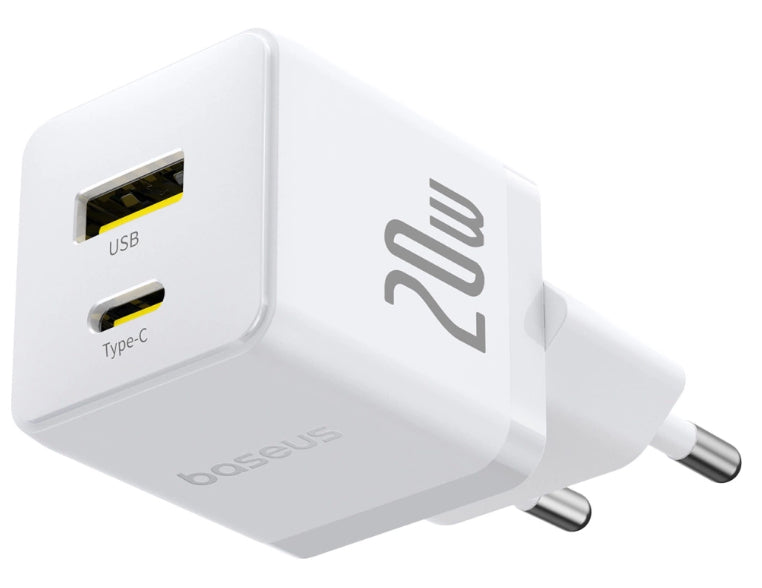 Baseus Carregador Palm Fast Charger C+U 20W Eu Moon White