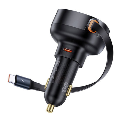 Carregador Baseus Enjoyment Pro Car Charger C+Retractable Type-C Cable 60W Cluster Black