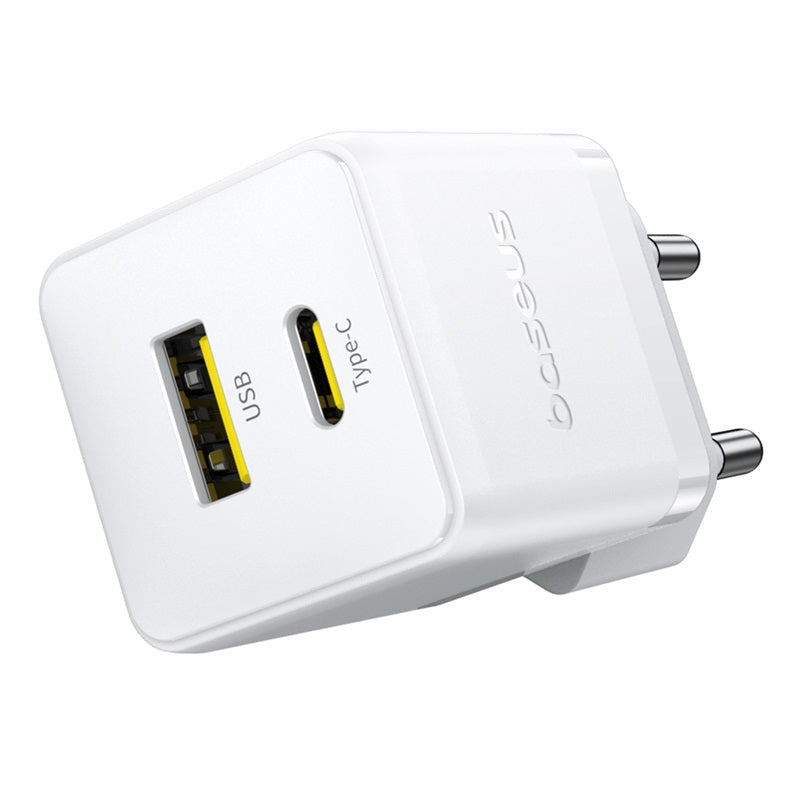 Carregador Palm Fast Charger C+U 20W Eu Moon White (With BASEUS Mini White Cable Usb-C To Usb
