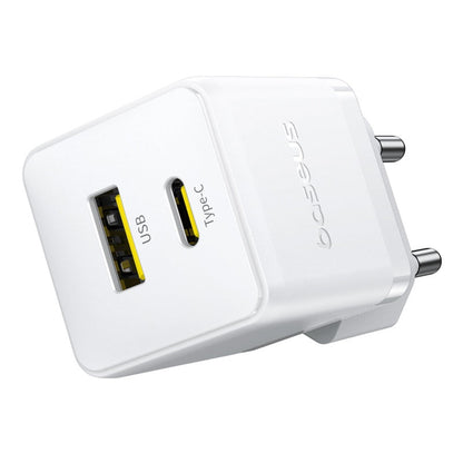 Carregador Palm Fast Charger C+U 20W Eu Moon White (With BASEUS Mini White Cable Usb-C To Usb
