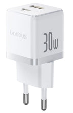 Baseus Carregador Palm Fast Charger C+U 30W Eu Moon White