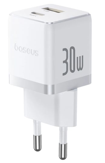 Baseus Carregador Palm Fast Charger C+U 30W Eu Moon White