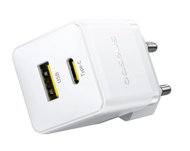 Baseus Carregador Palm Fast Charger C+U 30W Eu Moon White