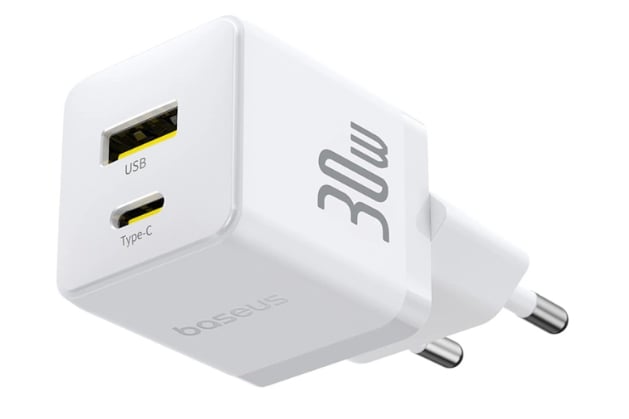 Baseus Carregador Palm Fast Charger C+U 30W Eu Moon White