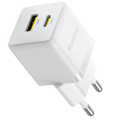 Baseus Carregador Palm Fast Charger C+U 30W Eu Moon White