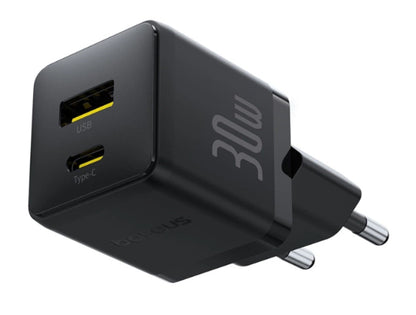 Baseus Carregador Palm Fast Charger C+U 30W Eu Cluster Black