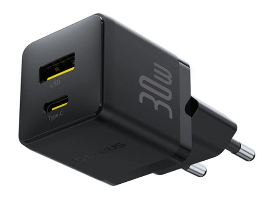 Baseus Carregador Palm Fast Charger C+U 30W Eu Cluster Black