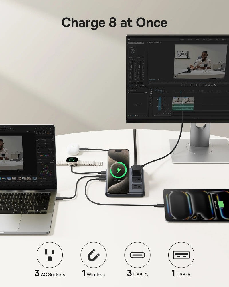 Carregador Os-Baseus Nomos Charging Station Qi2 3Ac+1U+3C+ Magnetic Wireless 67W 1.5M Us Cosmic Black