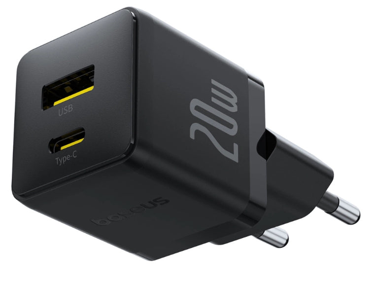 Baseus Carregador Palm Fast Charger C+U 20W Eu Cluster Black