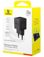 Baseus Carregador Palm Fast Charger C+U 20W Eu Cluster Black