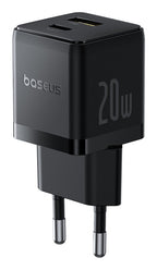 Carregador Palm Fast Charger C+U 20W Eu Cluster Black (With BASEUS Mini White Cable Usb-C To