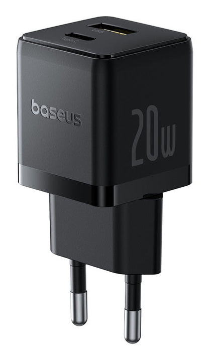 Carregador Palm Fast Charger C+U 20W Eu Cluster Black (With BASEUS Mini White Cable Usb-C To