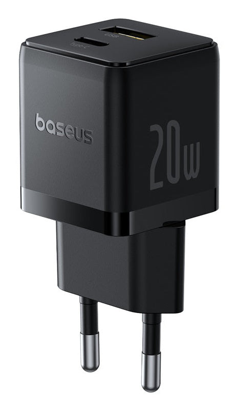 Carregador Palm Fast Charger C+U 20W Eu Cluster Black (With BASEUS Mini White Cable Usb-C To