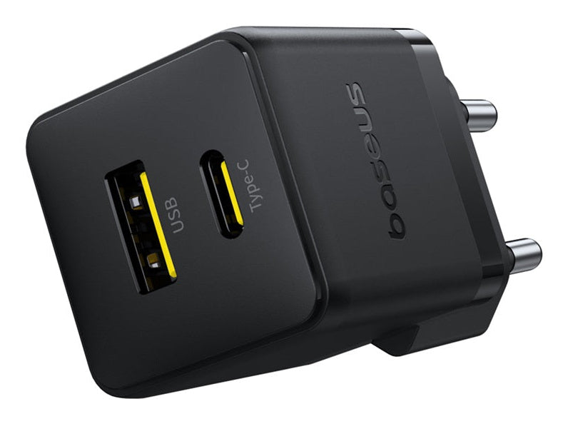 Carregador Palm Fast Charger C+U 20W Eu Cluster Black (With BASEUS Mini White Cable Usb-C To