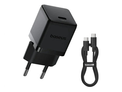 Carregador Palm Fast Charger 1C 20W Eu Cluster Black (With BASEUS Mini White Cable Usb-C To