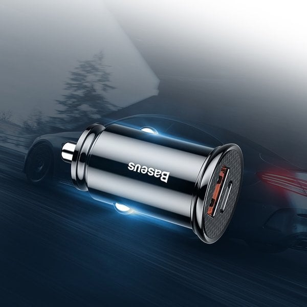 Baseus Carregador Circular Plastic A+C 30W Pps Car Charger Black