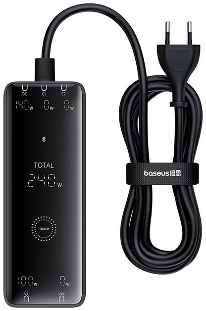 Baseus Carregador Digital Gan Intelligent Desktop Fast Charger 3C+U+DC 240W EU Preto