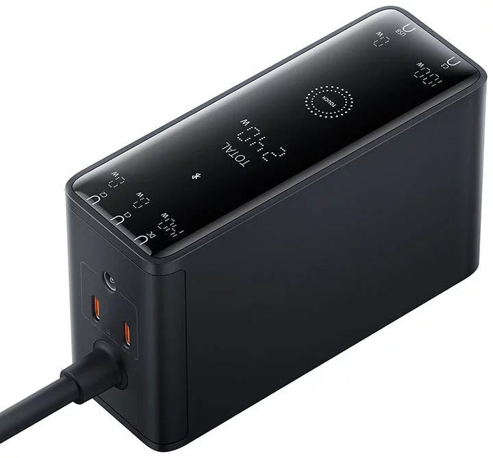 Baseus Carregador Digital Gan Intelligent Desktop Fast Charger 3C+U+DC 240W EU Preto