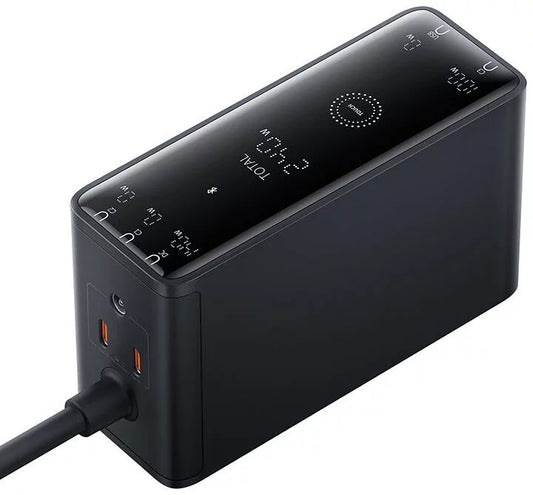 Baseus Carregador Digital Gan Intelligent Desktop Fast Charger 3C+U+DC 240W EU Preto