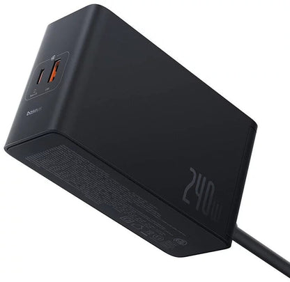 Baseus Carregador Digital Gan Intelligent Desktop Fast Charger 3C+U+DC 240W EU Preto